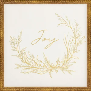 Joy Botanical Framed Matte Foil Emb Antique Paper Print