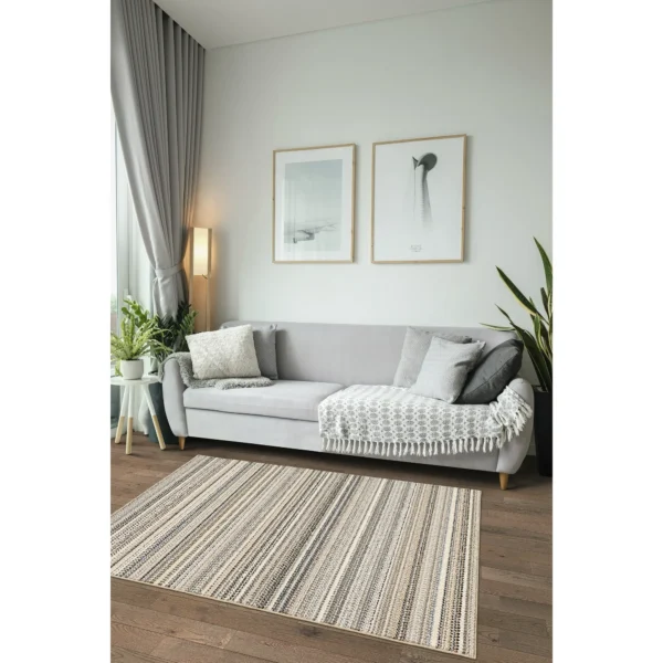 Carnival Stripe 3 ft. x 5 ft. Random Earth Tone Indoor Throw Rug - Image 3