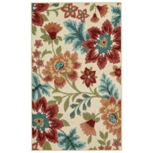 Farmhouse Oversized Floral Cream Indoor Accent Rug, 1'8