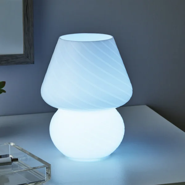 8" Color-Changing Mushroom Accent LED Lamp, White Stripe - Image 3
