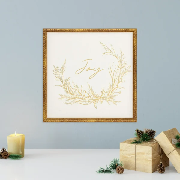 Joy Botanical Framed Matte Foil Emb Antique Paper Print - Image 3