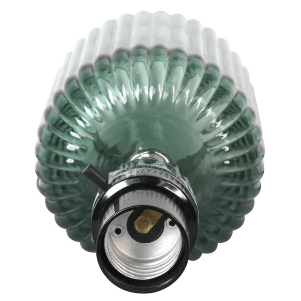 12.75"H Mini Green Glass Stripe Table Lamp with White Lamp - Image 3