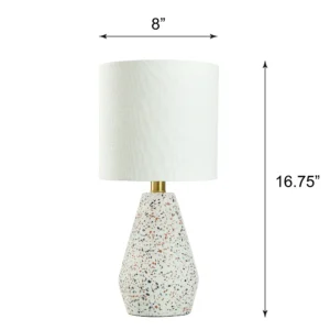 Terrazzo Table Lamp with White Drum Shade, 8