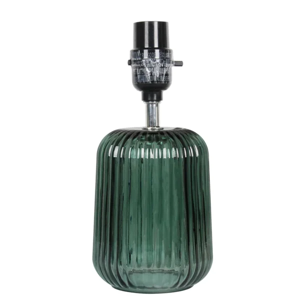 12.75"H Mini Green Glass Stripe Table Lamp with White Lamp - Image 2