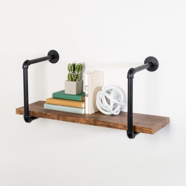 13" x 32" Steel and MDF Industrial Accent Wall Shelf, Black