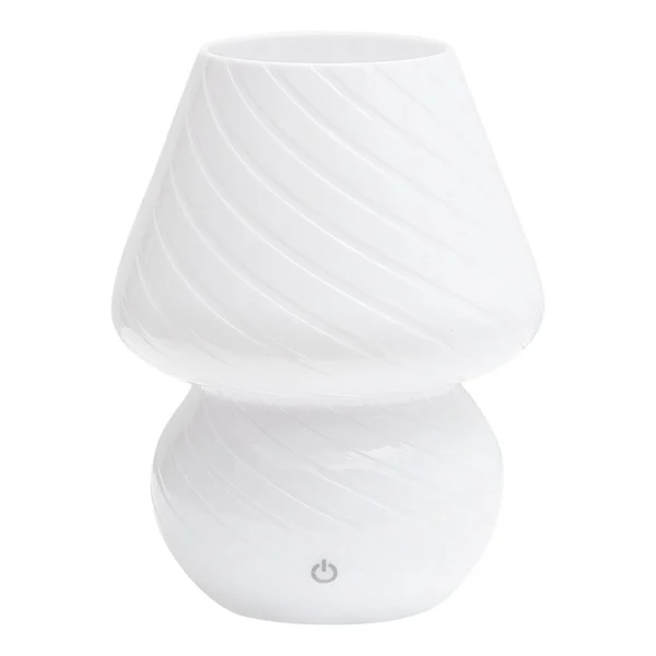 8" Color-Changing Mushroom Accent LED Lamp, White Stripe