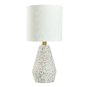 Terrazzo Table Lamp with White Drum Shade, 8